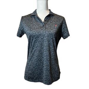 FootJoy FJ Golf Polo Black Gray Geometric with Lighthouse Performance Size Small